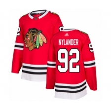 Men's Chicago Blackhawks #92 Alexander Nylander Authentic Red Home Hockey Jersey