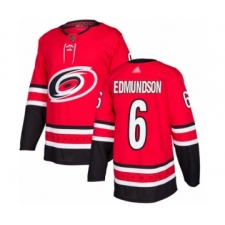 Men's Carolina Hurricanes #6 Joel Edmundson Authentic Red Home Hockey Jersey