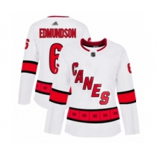 Women's Carolina Hurricanes #6 Joel Edmundson Authentic White Away Hockey Jersey