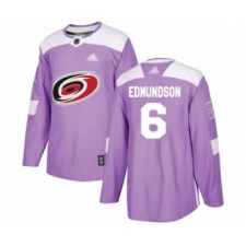 Youth Carolina Hurricanes #6 Joel Edmundson Authentic Purple Fights Cancer Practice Hockey Jersey