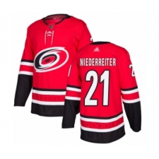 Men's Carolina Hurricanes #21 Nino Niederreiter Authentic Red Home Hockey Jersey