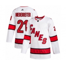 Men's Carolina Hurricanes #21 Nino Niederreiter Authentic White Away Hockey Jersey