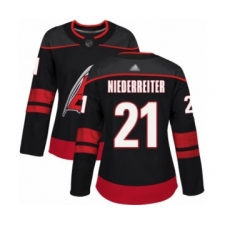Women's Carolina Hurricanes #21 Nino Niederreiter Authentic Black Alternate Hockey Jersey
