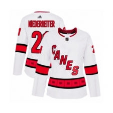 Women's Carolina Hurricanes #21 Nino Niederreiter Authentic White Away Hockey Jersey