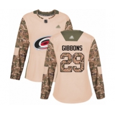 Women's Carolina Hurricanes #29 Brian Gibbons Authentic Camo Veterans Day Practice Hockey Jersey