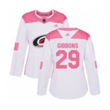 Women's Carolina Hurricanes #29 Brian Gibbons Authentic White Pink Fashion Hockey Jersey