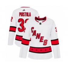 Women's Carolina Hurricanes #32 Patrik Puistola Authentic White Away Hockey Jersey