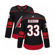 Women's Carolina Hurricanes #33 Fredrik Claesson Authentic Black Alternate Hockey Jersey