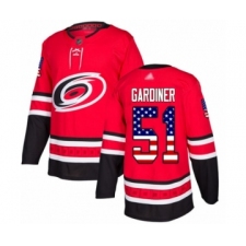 Men's Carolina Hurricanes #51 Jake Gardiner Authentic Red USA Flag Fashion Hockey Jersey