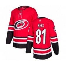 Men's Carolina Hurricanes #81 Jamieson Rees Authentic Red Home Hockey Jersey