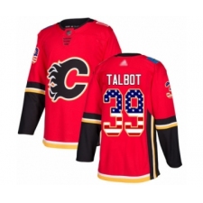 Men's Calgary Flames #39 Cam Talbot Authentic Red USA Flag Fashion Hockey Jersey