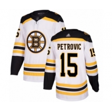 Men's Boston Bruins #15 Alex Petrovic Authentic White Away Hockey Jersey