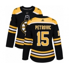 Women's Boston Bruins #15 Alex Petrovic Authentic Black Home Hockey Jersey