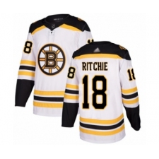 Men's Boston Bruins #18 Brett Ritchie Authentic White Away Hockey Jersey