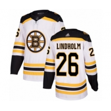 Men's Boston Bruins #26 Par Lindholm Authentic White Away Hockey Jersey