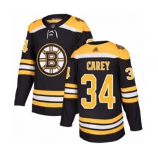 Men's Boston Bruins #34 Paul Carey Authentic Black Home Hockey Jersey