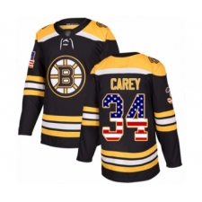 Men's Boston Bruins #34 Paul Carey Authentic Black USA Flag Fashion Hockey Jersey