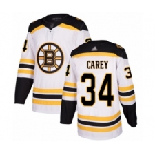 Men's Boston Bruins #34 Paul Carey Authentic White Away Hockey Jersey