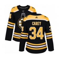 Women's Boston Bruins #34 Paul Carey Authentic Black Home Hockey Jersey