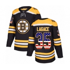 Men's Boston Bruins #35 Maxime Lagace Authentic Black USA Flag Fashion Hockey Jersey