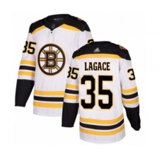 Men's Boston Bruins #35 Maxime Lagace Authentic White Away Hockey Jersey