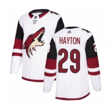 Men's Arizona Coyotes #29 Barrett Hayton Authentic White Away Hockey Jersey