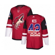 Men's Arizona Coyotes #42 Aaron Ness Authentic Red USA Flag Fashion Hockey Jersey