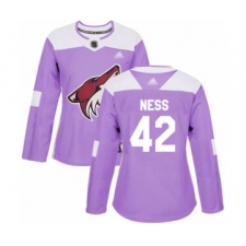Women's Arizona Coyotes #42 Aaron Ness Authentic Purple Fights Cancer Practice Hockey Jersey