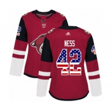 Women's Arizona Coyotes #42 Aaron Ness Authentic Red USA Flag Fashion Hockey Jersey