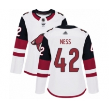 Women's Arizona Coyotes #42 Aaron Ness Authentic White Away Hockey Jersey