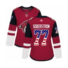 Women's Arizona Coyotes #77 Victor Soderstrom Authentic Red USA Flag Fashion Hockey Jersey