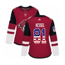 Women's Arizona Coyotes #81 Phil Kessel Authentic Red USA Flag Fashion Hockey Jersey