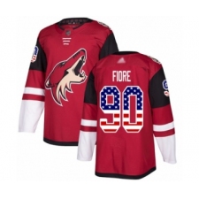 Men's Arizona Coyotes #90 Giovanni Fiore Authentic Red USA Flag Fashion Hockey Jersey