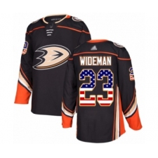 Men's Anaheim Ducks #23 Chris Wideman Authentic Black USA Flag Fashion Hockey Jersey