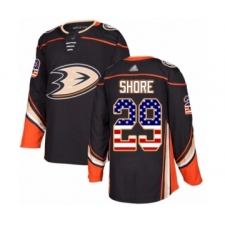 Men's Anaheim Ducks #29 Devin Shore Authentic Black USA Flag Fashion Hockey Jersey