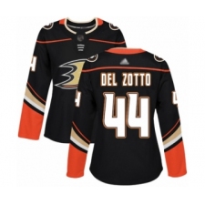 Women's Anaheim Ducks #44 Michael Del Zotto Authentic Black Home Hockey Jersey