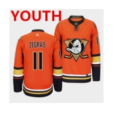 Youth Anaheim Ducks #11 Trevor Zegras Orange Authentic Adidas Jersey