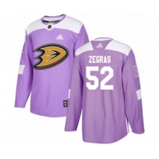 Youth Anaheim Ducks #52 Trevor Zegras Authentic Purple Fights Cancer Practice Hockey Jersey