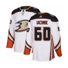 Youth Anaheim Ducks #60 Jackson Lacombe Authentic White Away Hockey Jersey