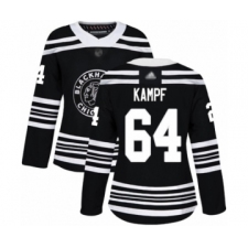 Women's Chicago Blackhawks #64 David Kampf Authentic Black Alternate Hockey Jersey