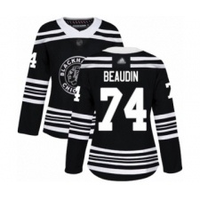 Women's Chicago Blackhawks #74 Nicolas Beaudin Authentic Black Alternate Hockey Jersey