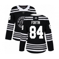 Women's Chicago Blackhawks #84 Alexandre Fortin Authentic Black Alternate Hockey Jersey