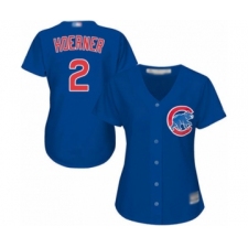Women's Chicago Cubs #2 Nico Hoerner Authentic Royal Blue Alternate Cool Base Baseball Player Jersey