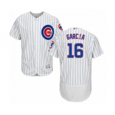 Men's Chicago Cubs #16 Robel Garcia White Home Flex Base Authentic Collection Baseball Player Jersey