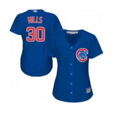 Women's Chicago Cubs #30 Alec Mills Authentic Royal Blue Alternate Cool Base Baseball Player Jersey