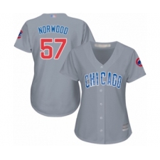 Women's Chicago Cubs #57 James Norwood Authentic Grey Road Cool Base Baseball Player Jersey