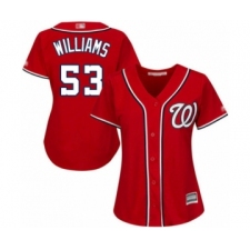 Women's Washington Nationals #53 Austen Williams Authentic Red Alternate 1 Cool Base Baseball Player Jersey