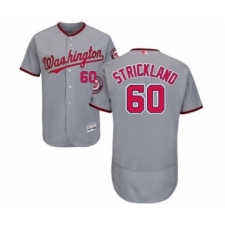 Men's Washington Nationals #60 Hunter Strickland Grey Road Flex Base Authentic Collection Baseball Player Jersey