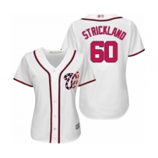 Women's Washington Nationals #60 Hunter Strickland Authentic White Home Cool Base Baseball Player Jersey