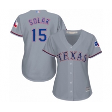 Women's Texas Rangers #15 Nick Solak Authentic Grey Road Cool Base Baseball Player Jersey